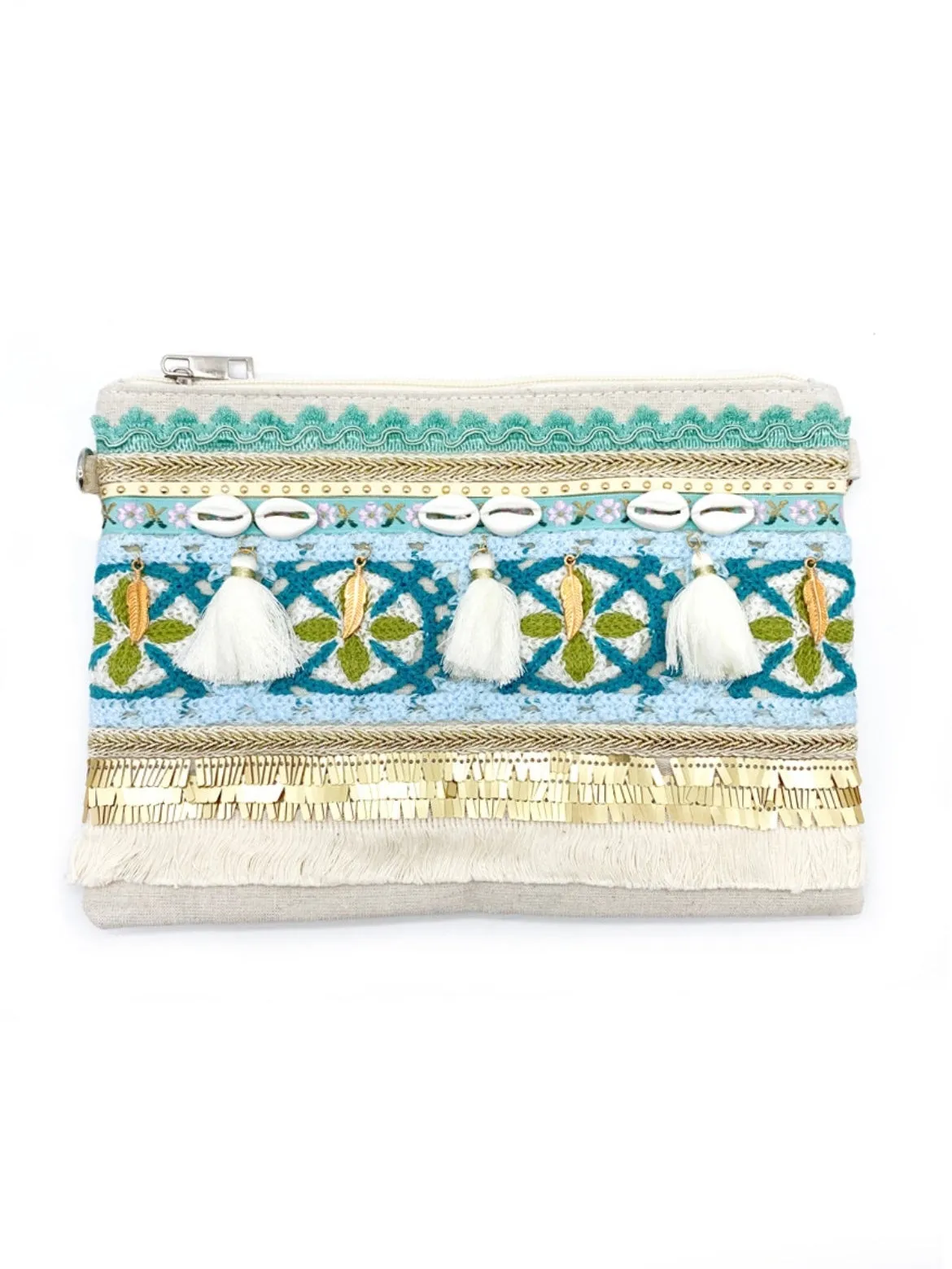 Leoni tassel shell clutch bag