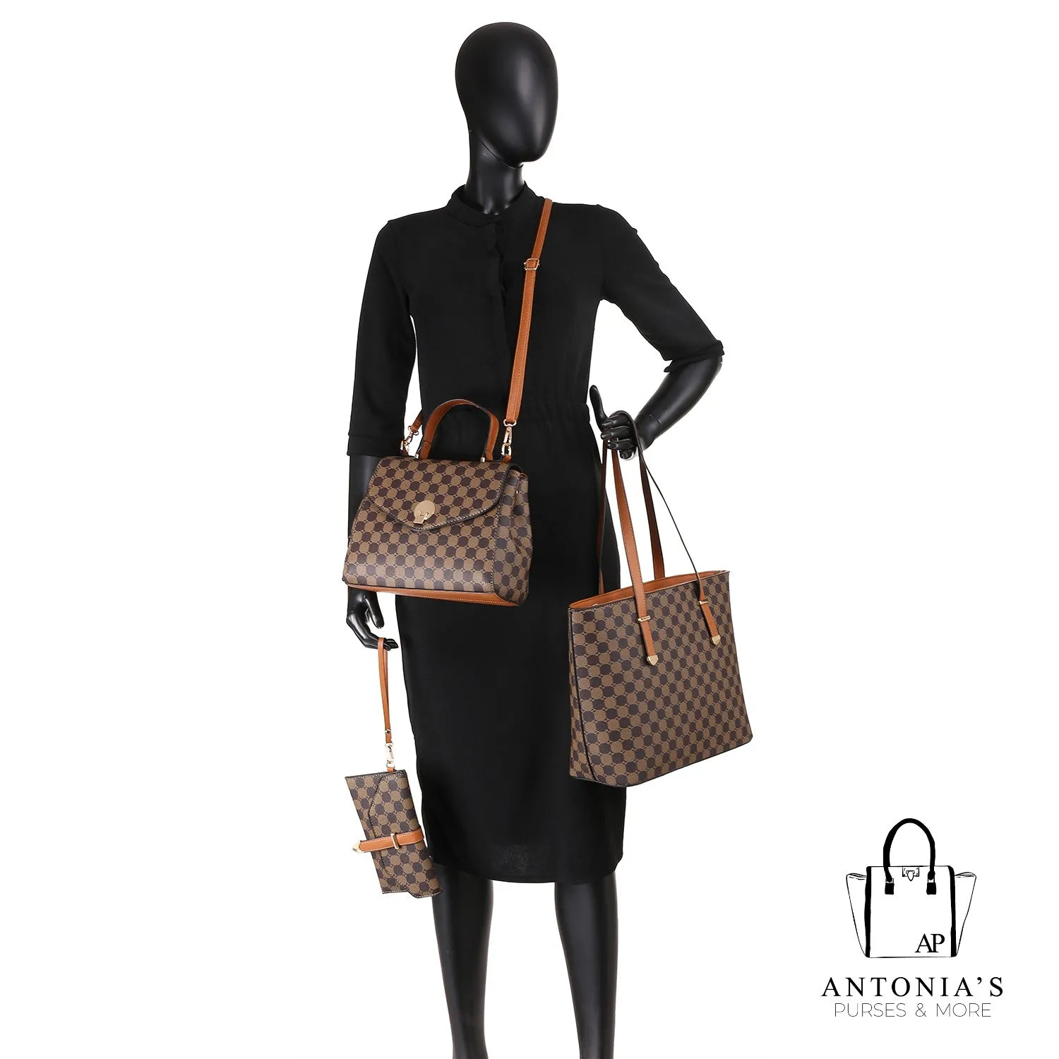 Luxie Collection Fashion Monogram 3-in-1 Shopper Set- Black Only
