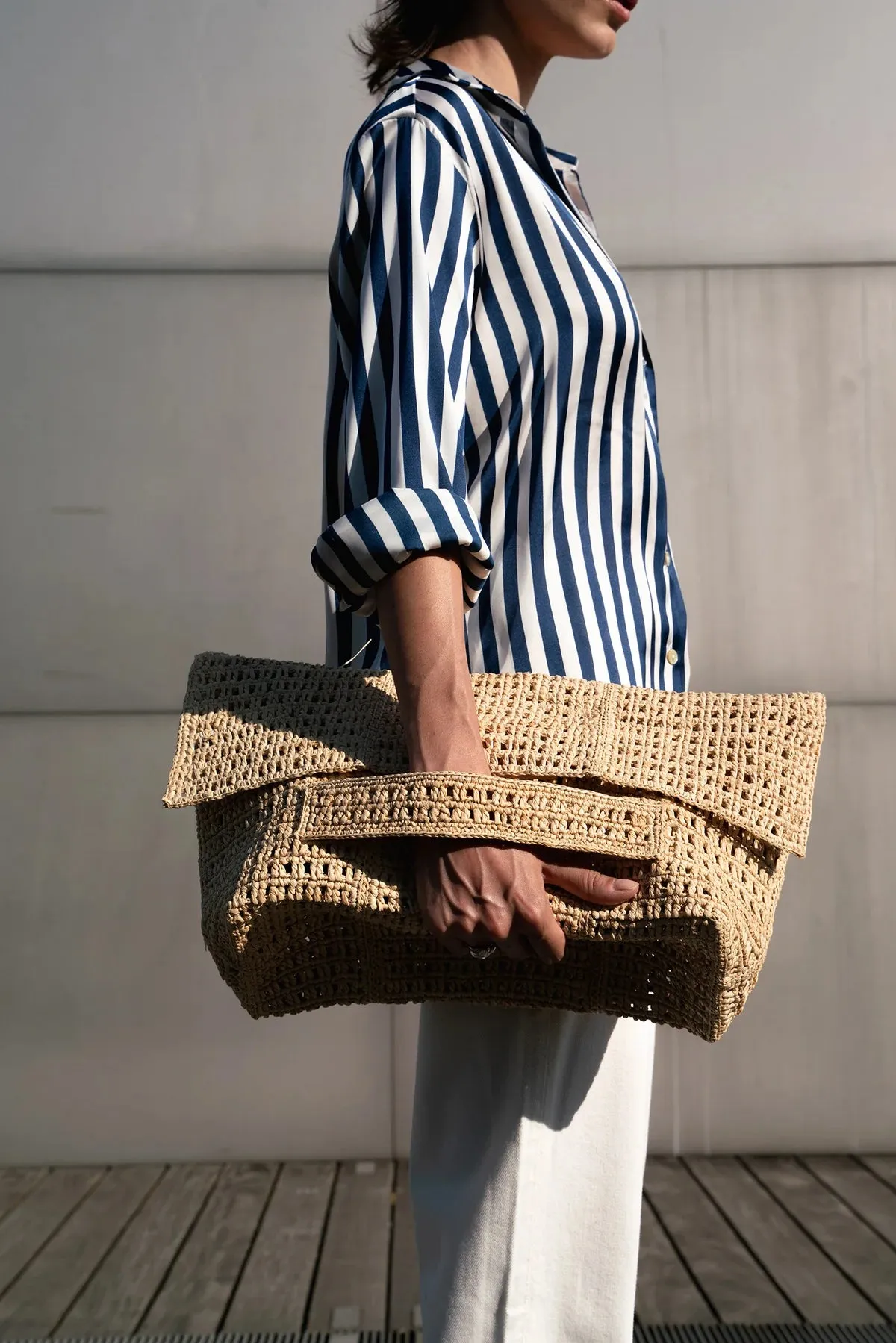 Maison N.H Paris Uma Clutch in Natural
