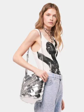 Medium silver BUCKET PACO BAG IN LEATHER