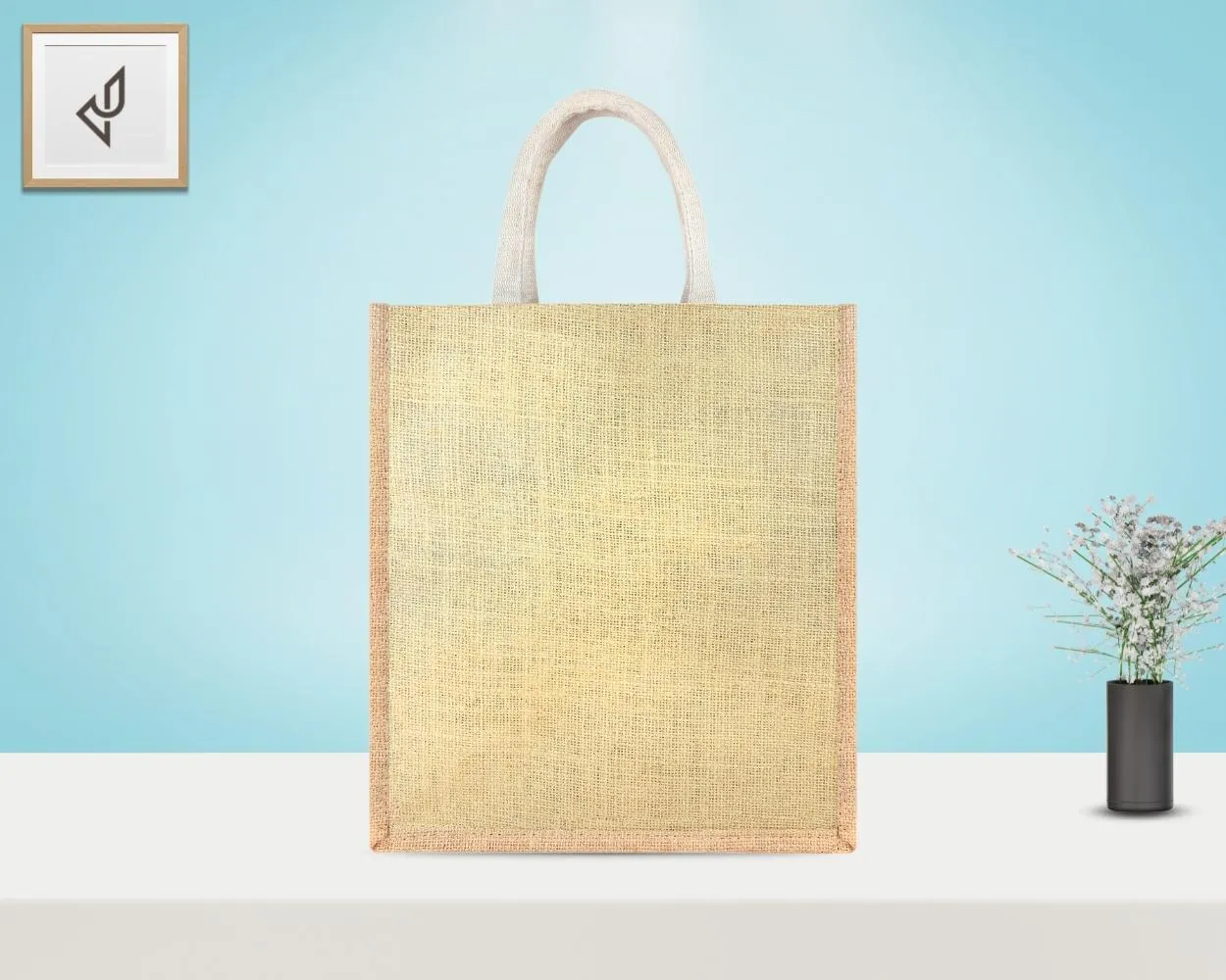 Multi Utility Designer Jute Bag - Prepossessing and Dollish Handcrafted Four Lovesome Birds with Zipper (12 x 5 x 14 inches)