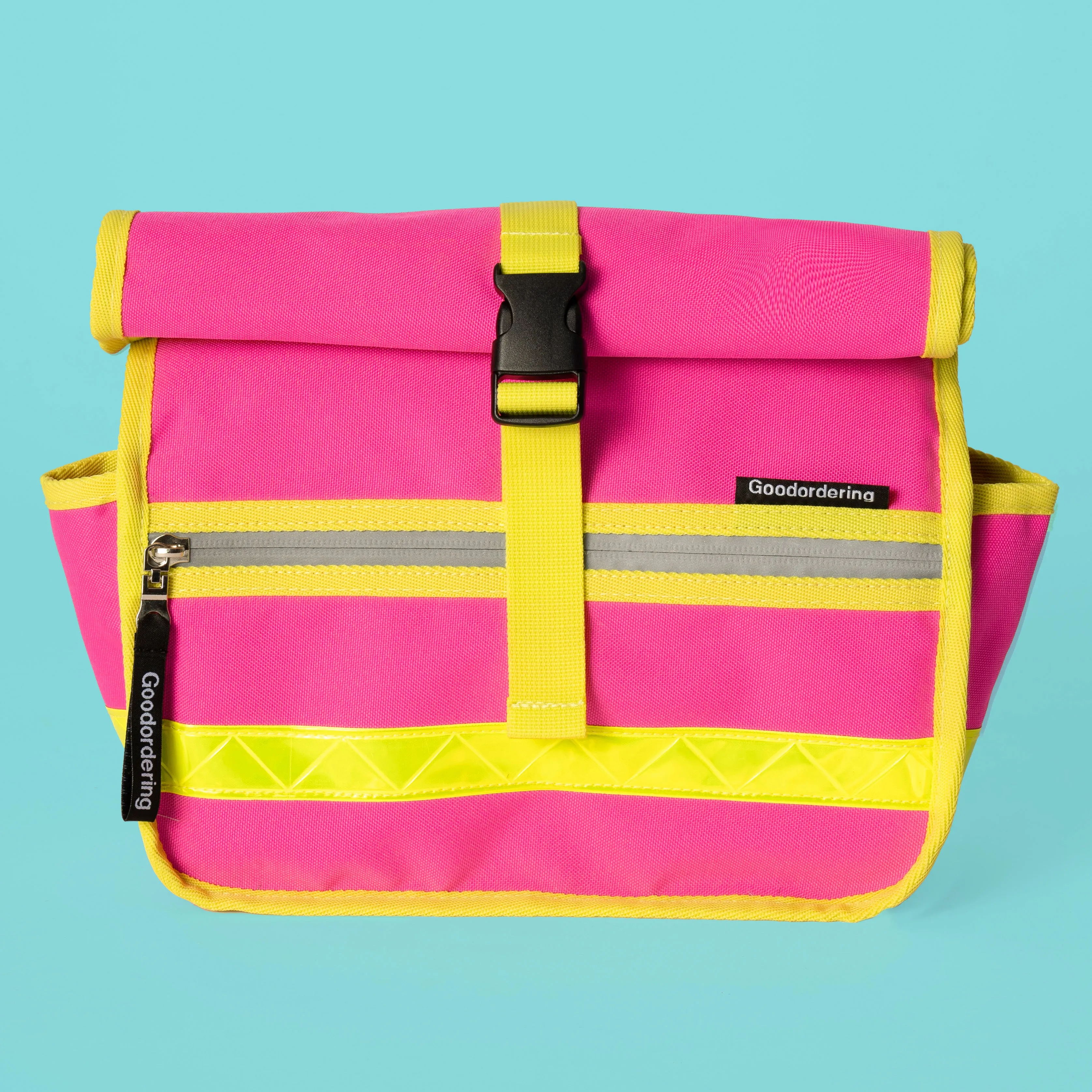 Neon Pink Rolltop Handlebar bag / shoulder bag