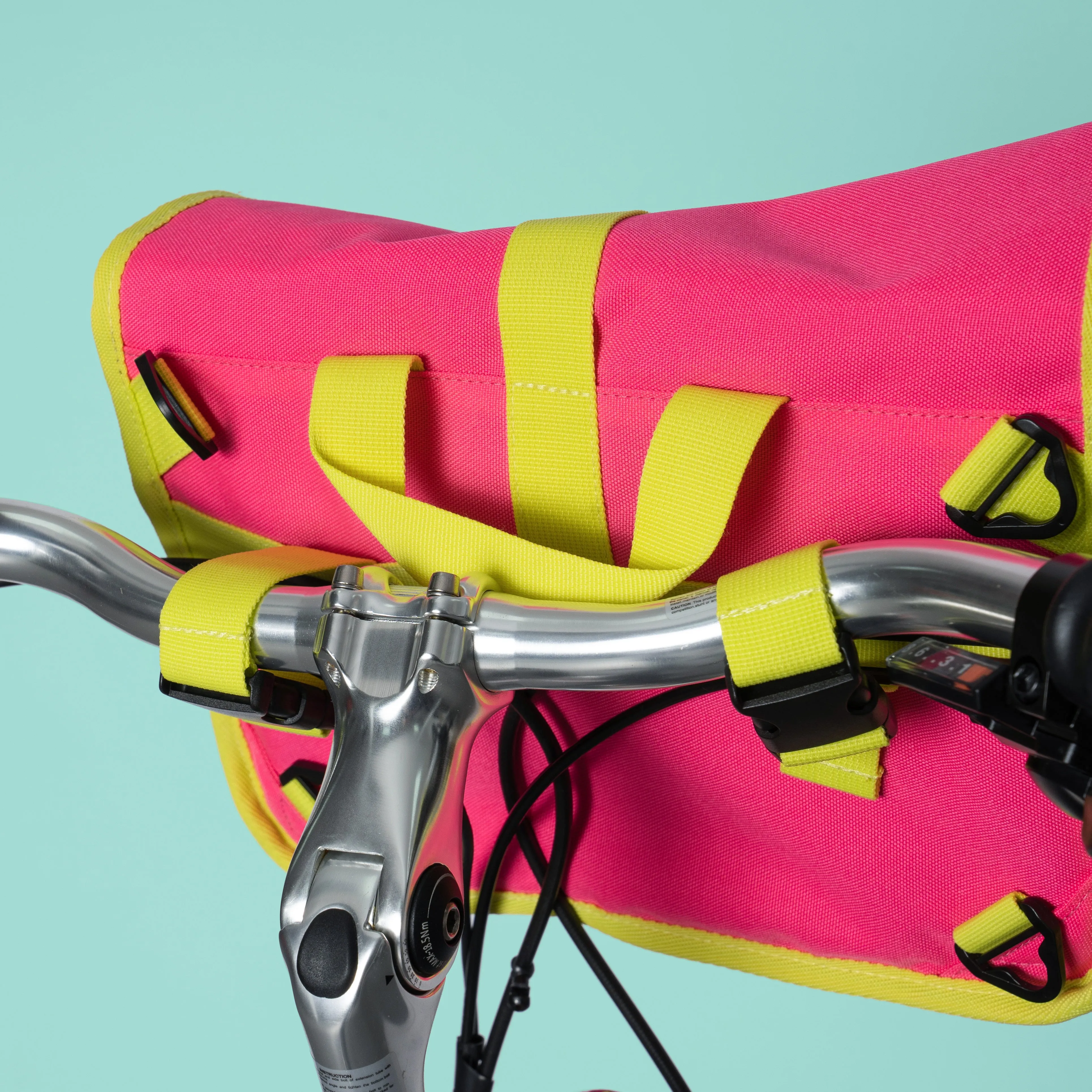 Neon Pink Rolltop Handlebar bag / shoulder bag