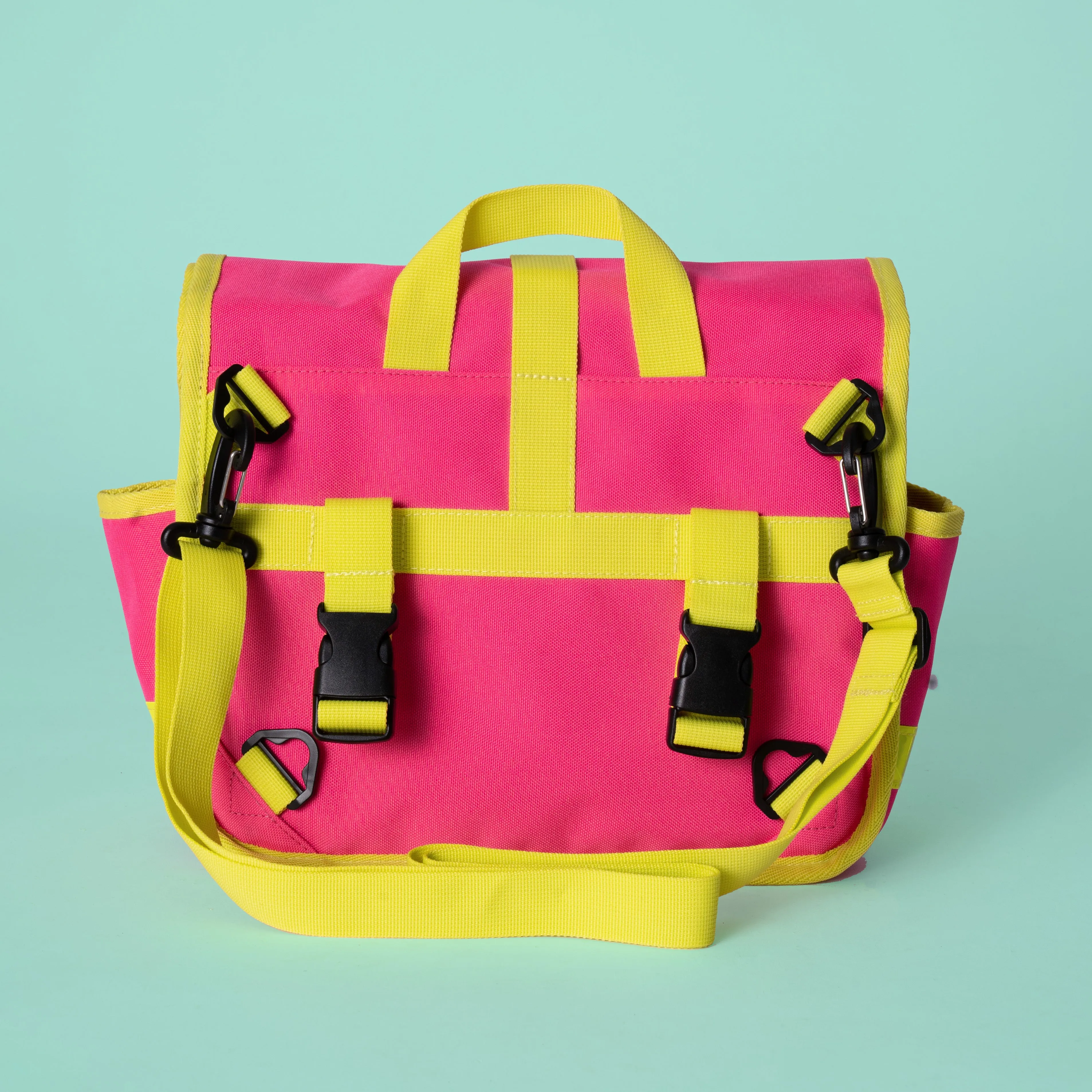 Neon Pink Rolltop Handlebar bag / shoulder bag