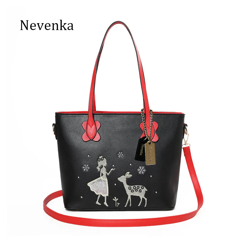 Nevenka Christmas Gift Top-handle Women Bag Crossbody Bag Female Shoulder Strap Ladies Solid Color Tote Messenger Bags Leather