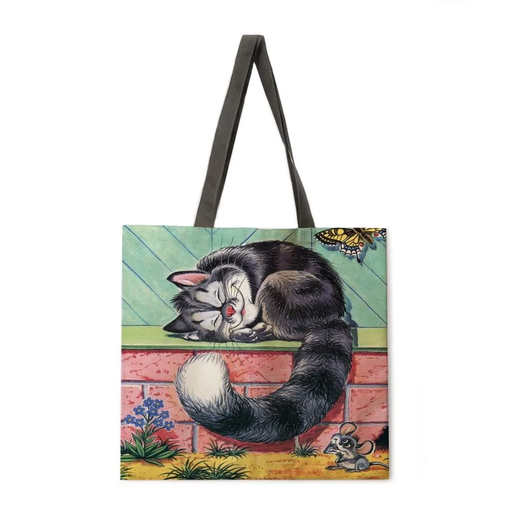 Oil painting garden cat ladies handbags ladies handbags ladies shoulder bags outdoor beach handbags fashion shopping bags