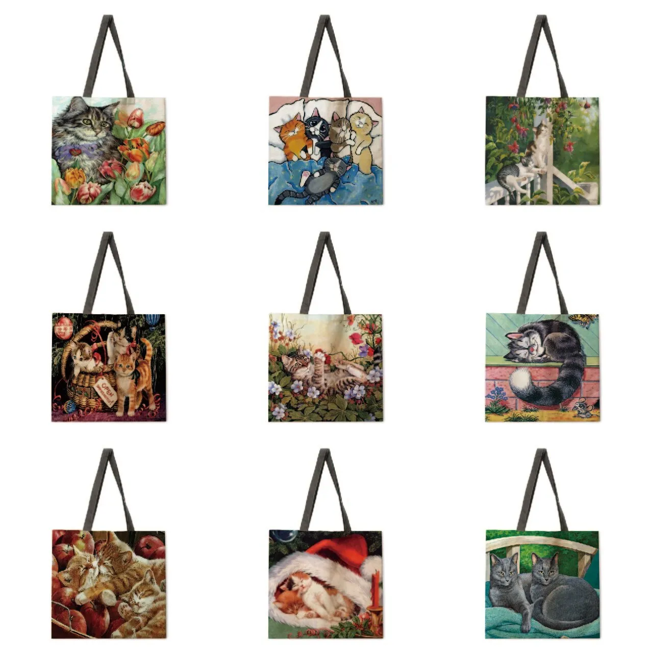 Oil painting garden cat ladies handbags ladies handbags ladies shoulder bags outdoor beach handbags fashion shopping bags
