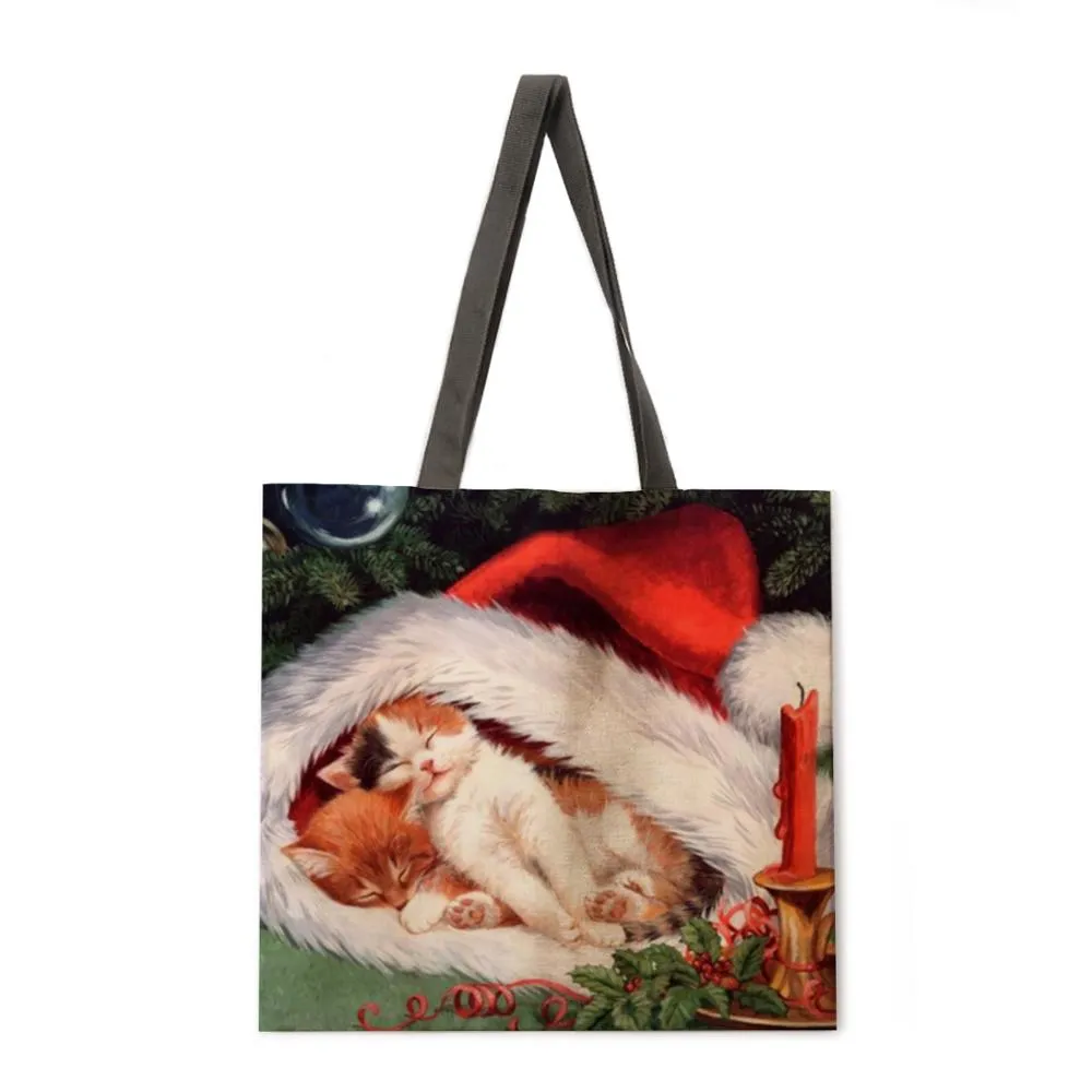 Oil painting garden cat ladies handbags ladies handbags ladies shoulder bags outdoor beach handbags fashion shopping bags