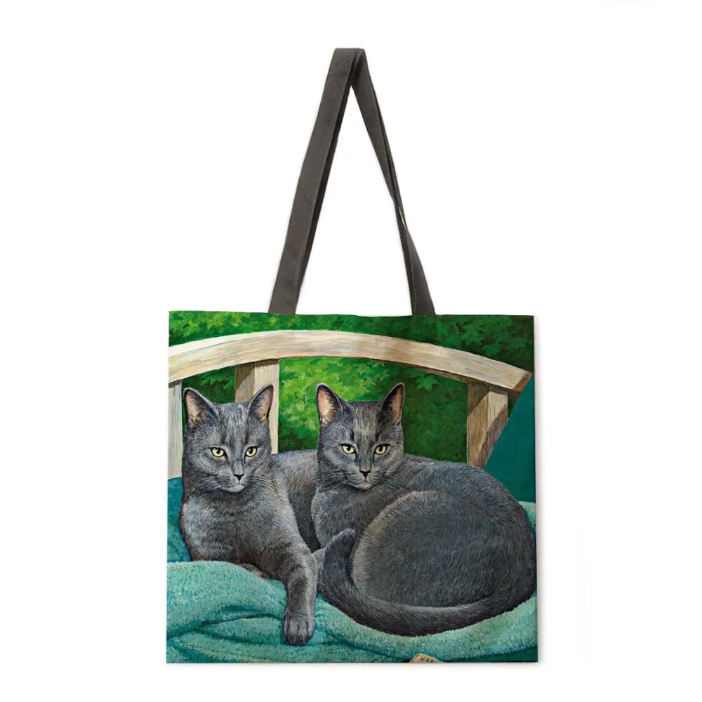 Oil painting garden cat ladies handbags ladies handbags ladies shoulder bags outdoor beach handbags fashion shopping bags