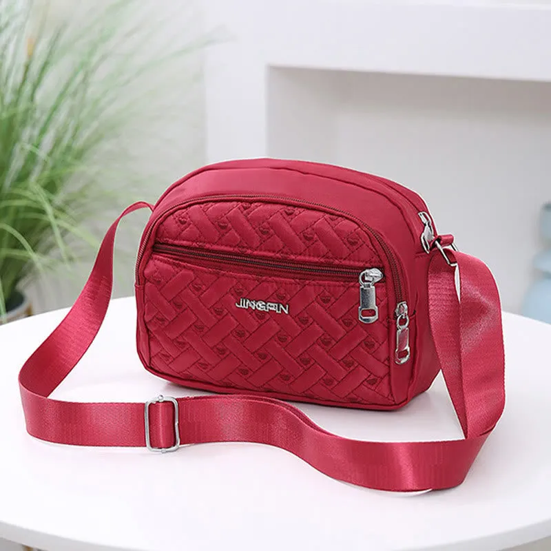 Oxford Lightweight Crossbody Bag Heart Diamond Pattern Soft Purse