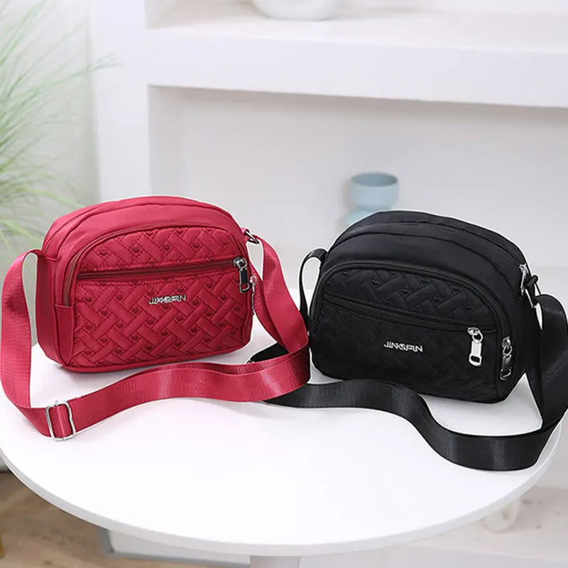 Oxford Lightweight Crossbody Bag Heart Diamond Pattern Soft Purse