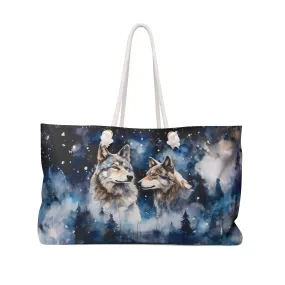Personalised/Non-Personalised Weekender Bag, Wolves, Large Weekender Bag, Beach Bag, Book Bag