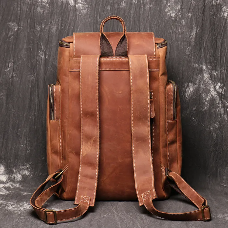 Personalized Large Leather Backpack, Travel Rucksack, Weekend Bag For Men & Women, Best Gift for Men