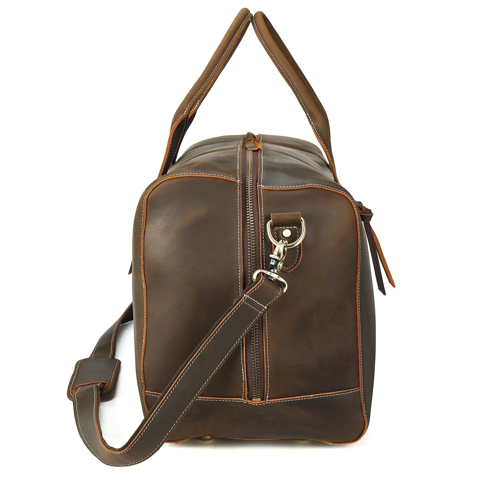 Polare Leather Duffle Weekend Travel Bag For Men With Full Grain Cowhide Leather 23.2'' Duffel Bag