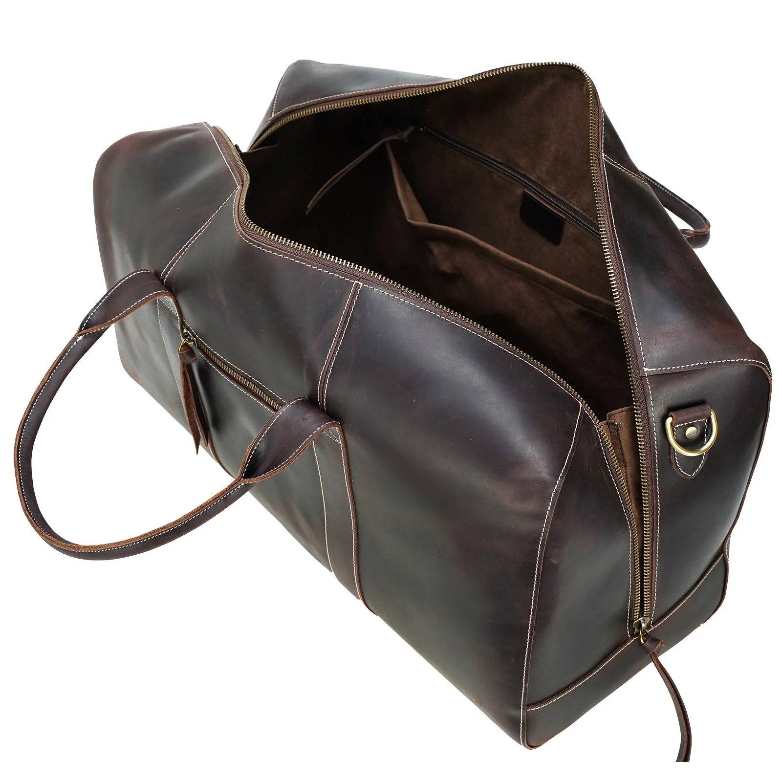 Polare Leather Duffle Weekend Travel Bag For Men With Full Grain Cowhide Leather 23.2'' Duffel Bag