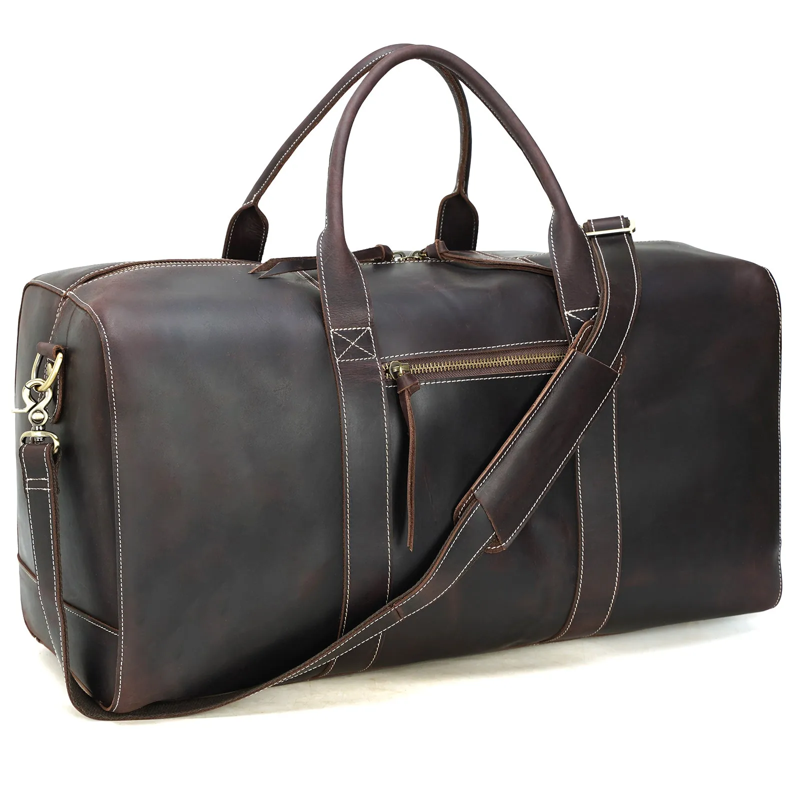 Polare Leather Duffle Weekend Travel Bag For Men With Full Grain Cowhide Leather 23.2'' Duffel Bag