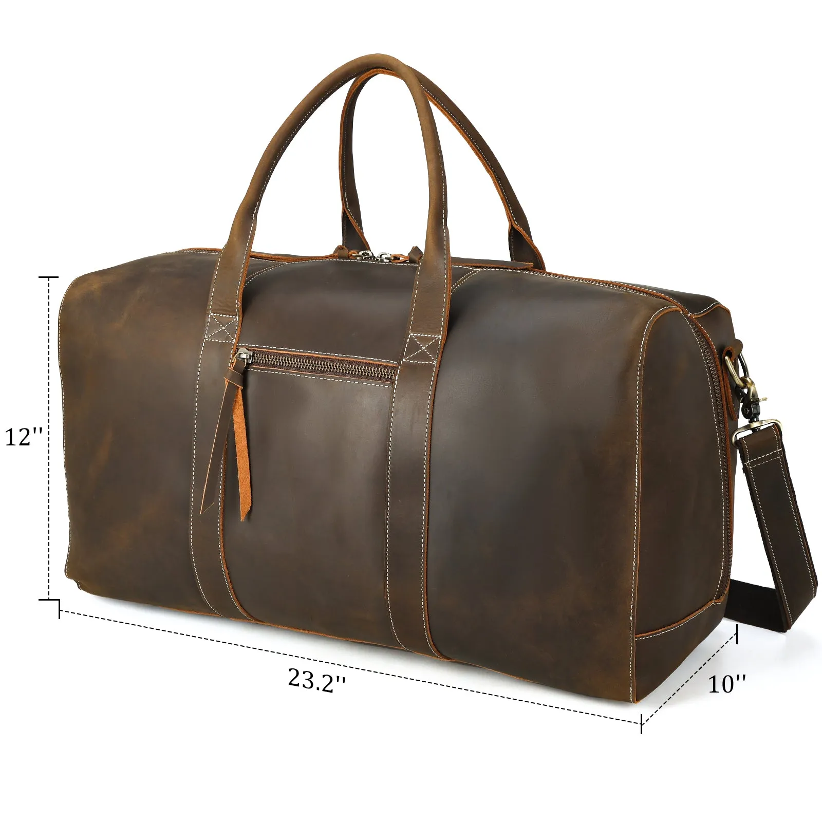 Polare Leather Duffle Weekend Travel Bag For Men With Full Grain Cowhide Leather 23.2'' Duffel Bag