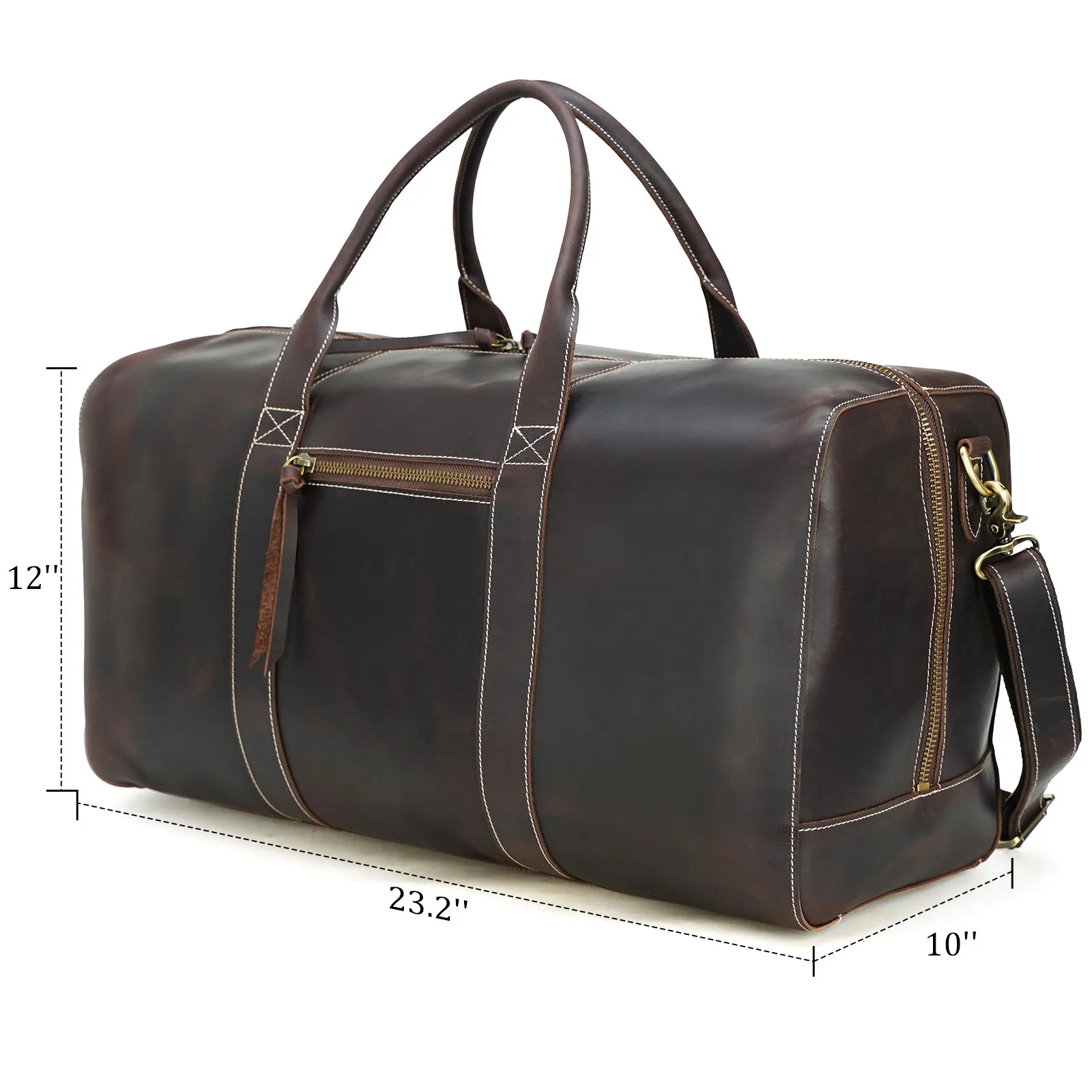 Polare Leather Duffle Weekend Travel Bag For Men With Full Grain Cowhide Leather 23.2'' Duffel Bag