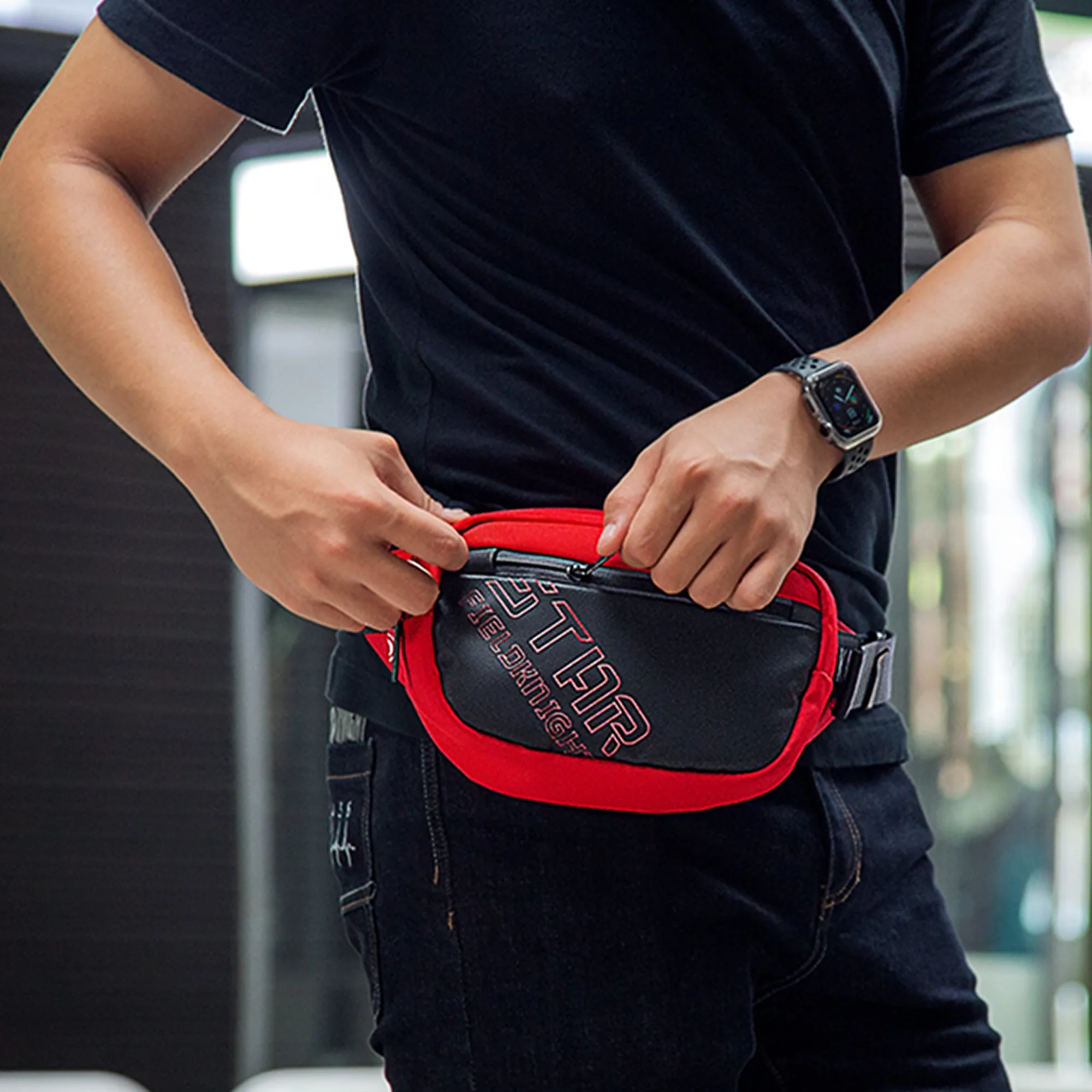 SFK Night Reflective Motorcycle Anti-theft Waist Bag - 708741