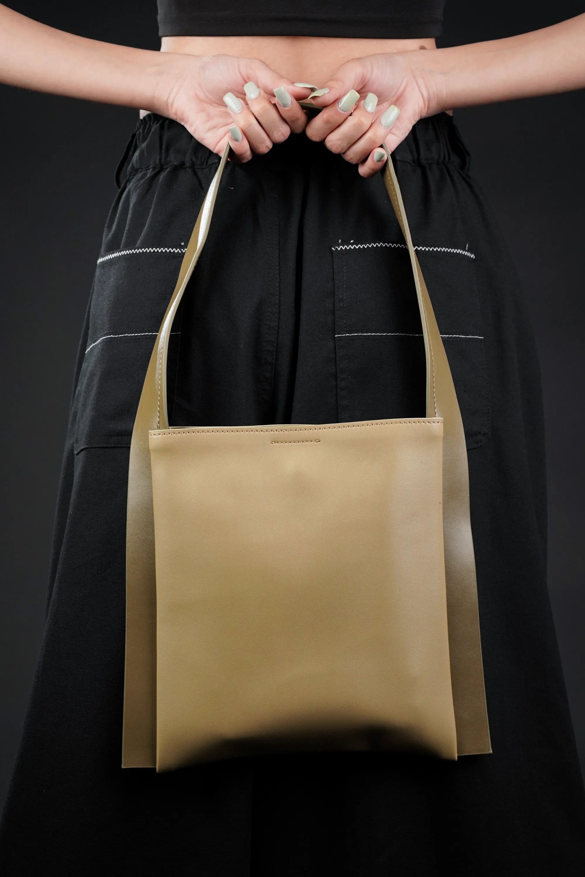 Tan Faux Leather Tote Bag