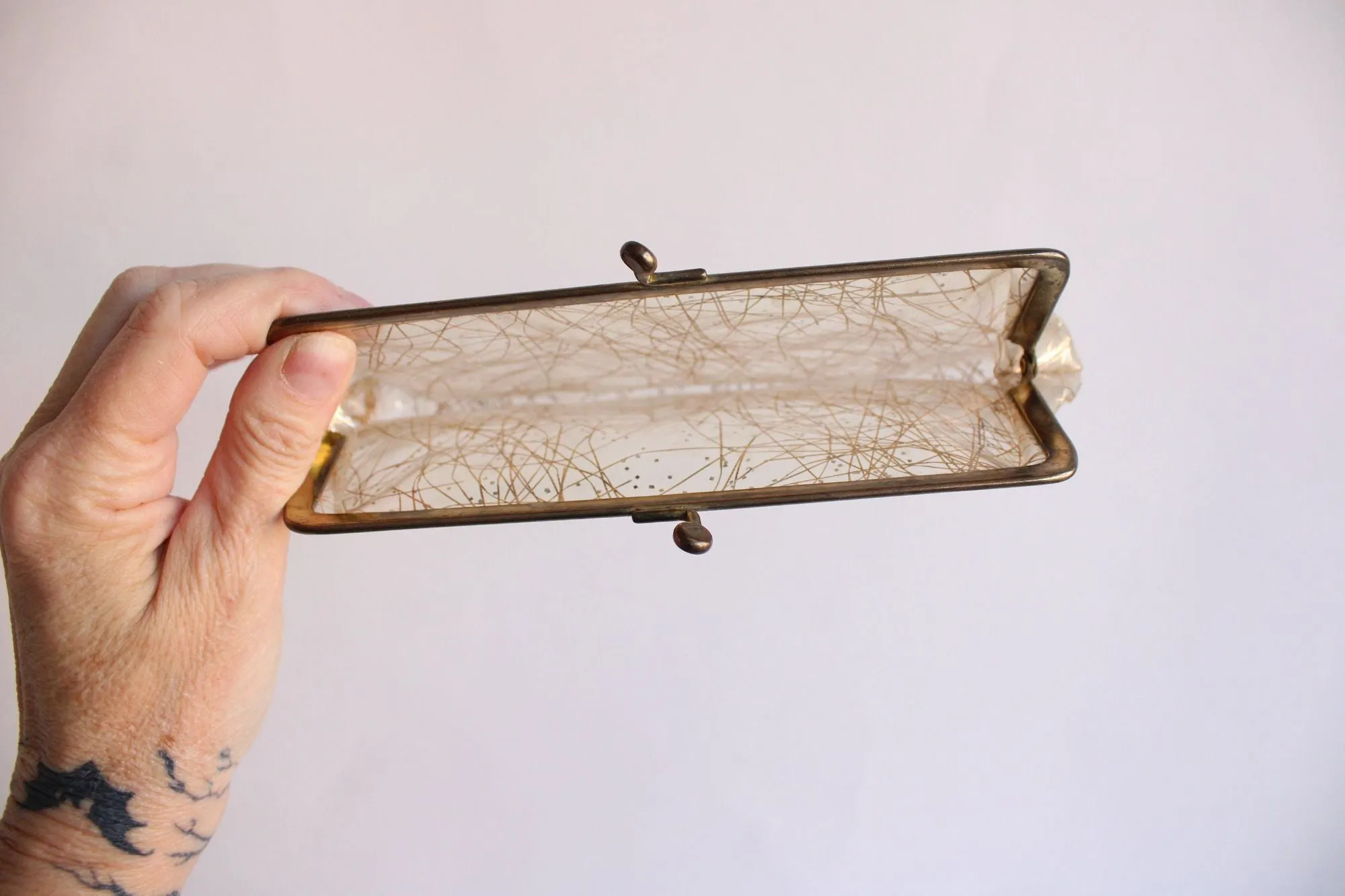 Vintage 1960's Clear Plastic and Gold Bag