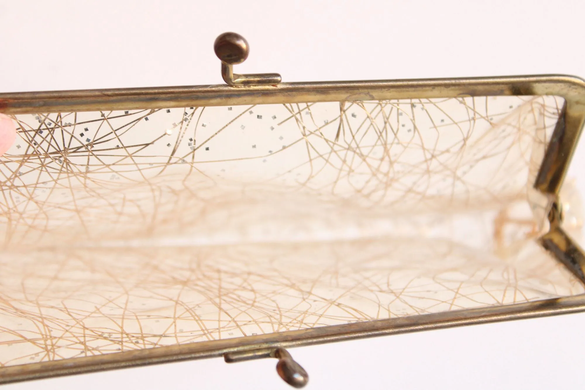 Vintage 1960's Clear Plastic and Gold Bag