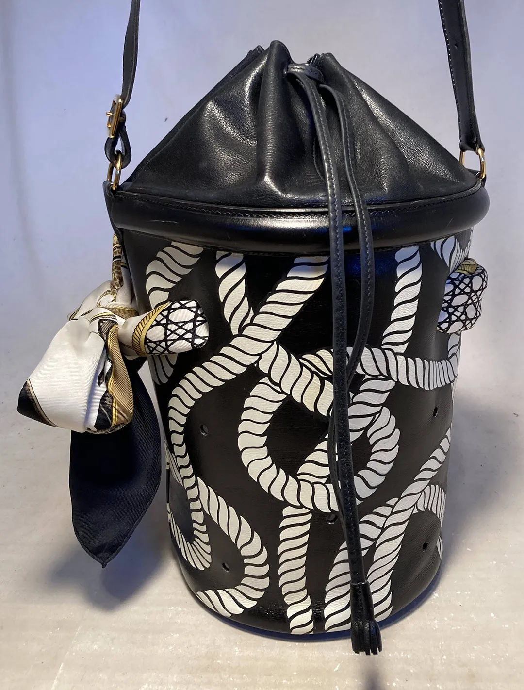 Vintage Hermes Hand Painted Ropes Bucket Bag