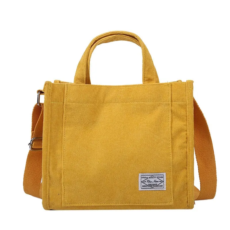 Women Corduroy Zipper Shoulder Bag