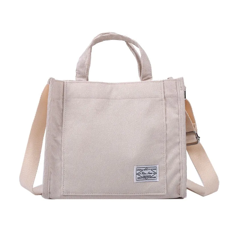 Women Corduroy Zipper Shoulder Bag