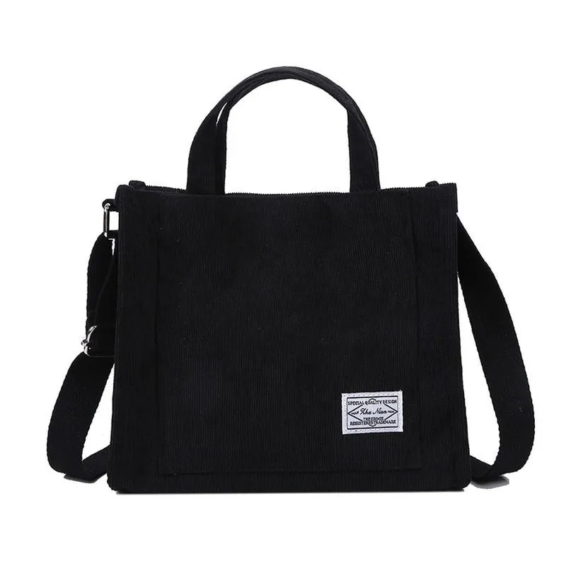 Women Corduroy Zipper Shoulder Bag