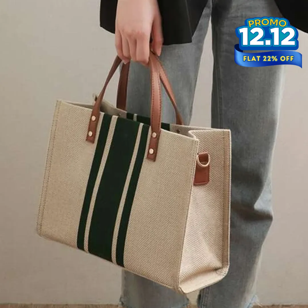 Women's Striped Canvas Handbag