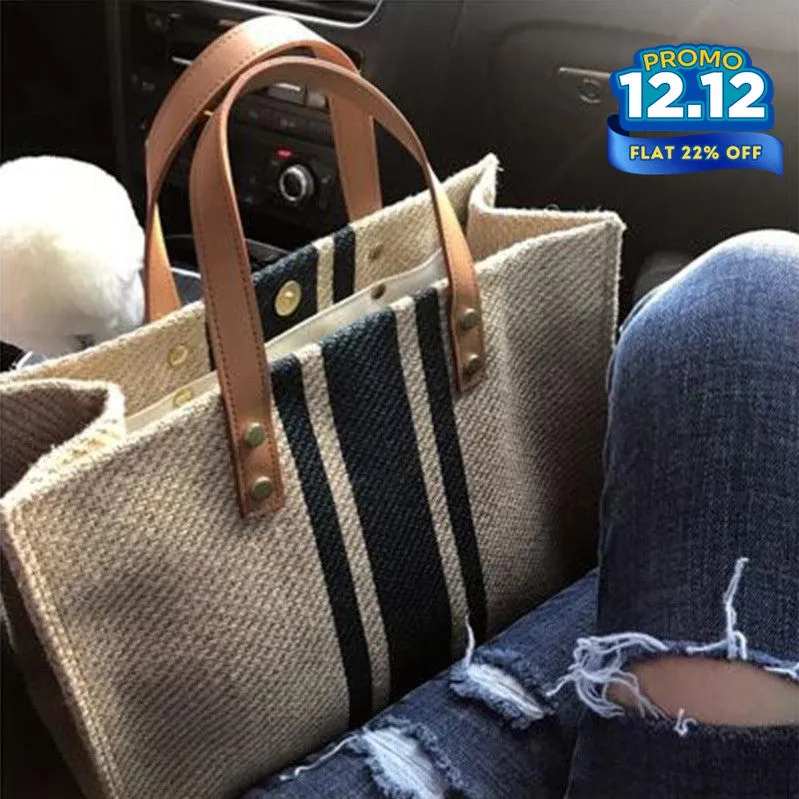 Women's Striped Canvas Handbag