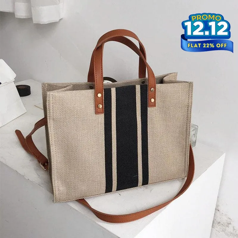 Women's Striped Canvas Handbag