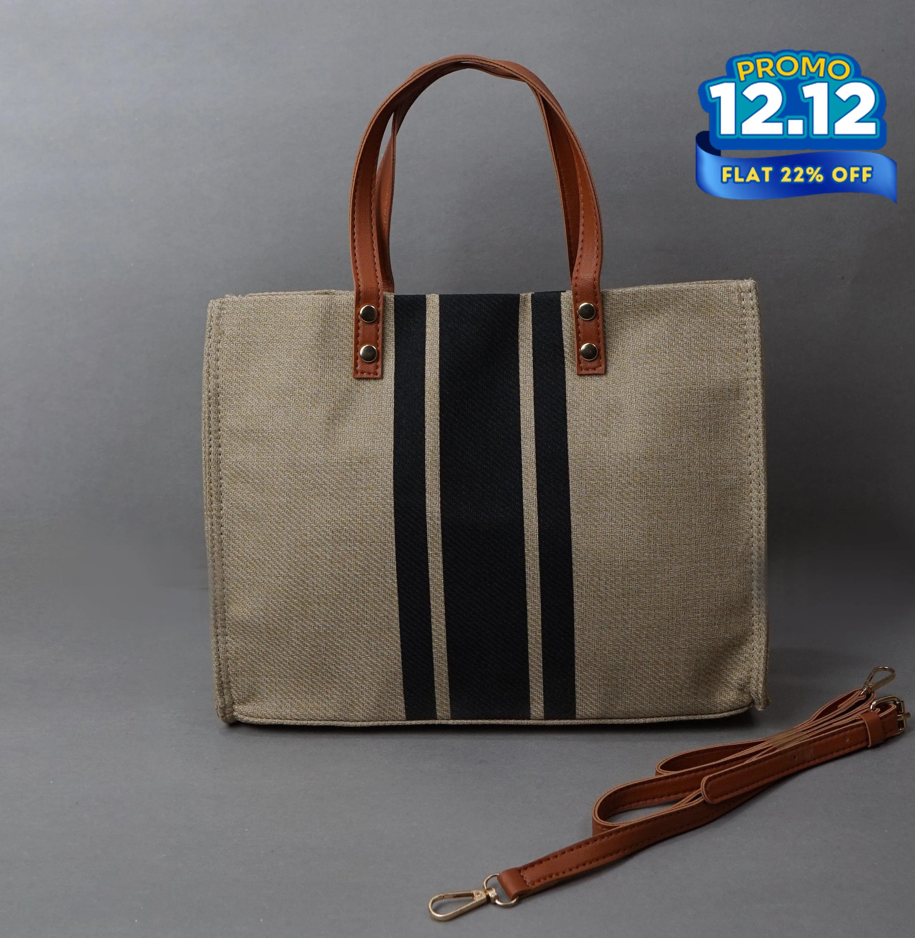 Women's Striped Canvas Handbag