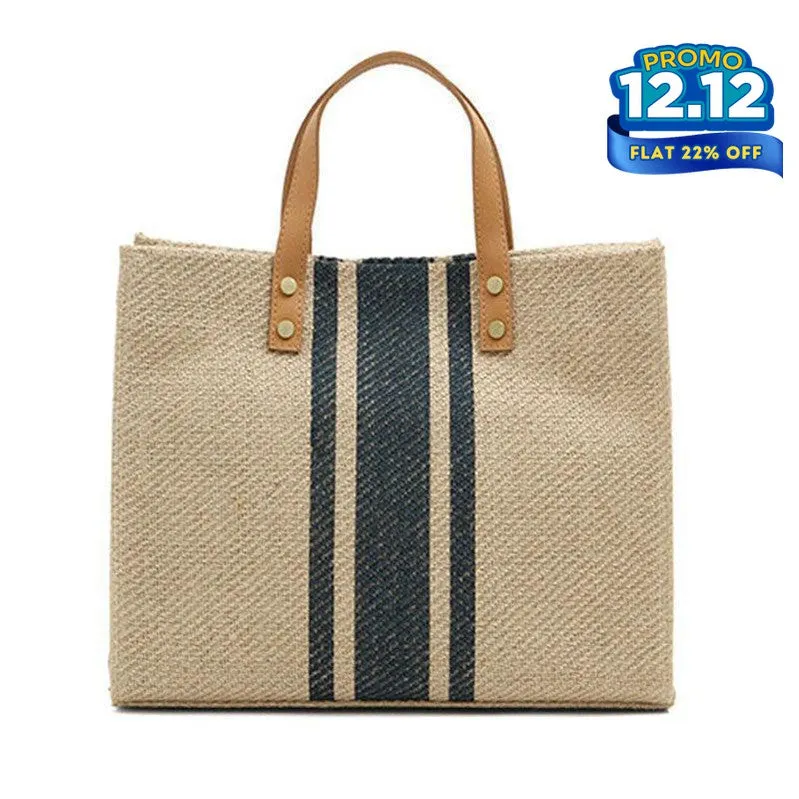 Women's Striped Canvas Handbag