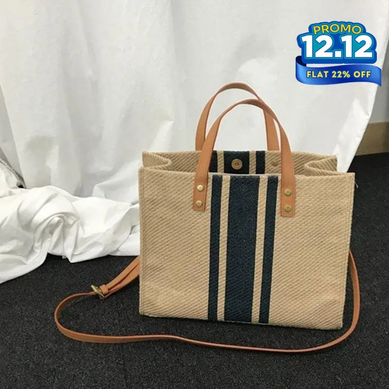 Women's Striped Canvas Handbag