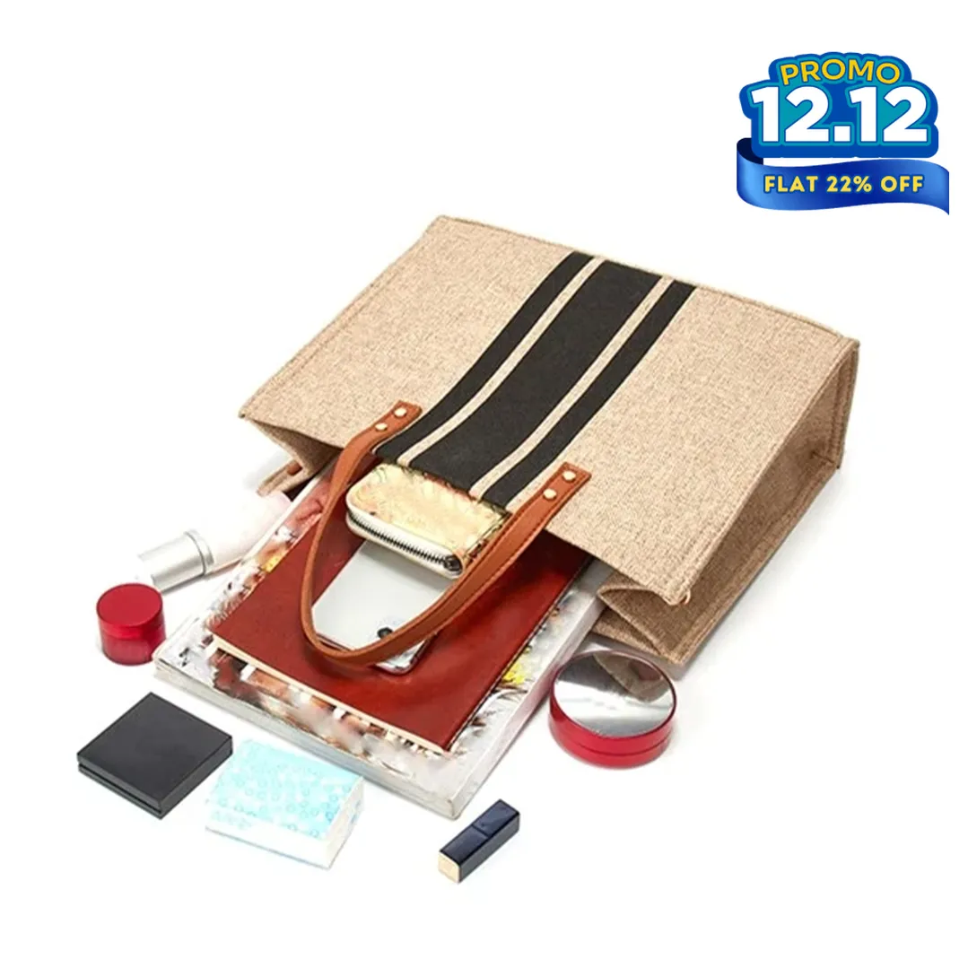 Women's Striped Canvas Handbag