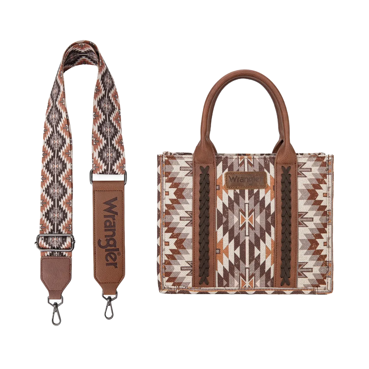 Wrangler Ladies Brown Southwestern Print Tote Crossbody WG2213-8120SBR