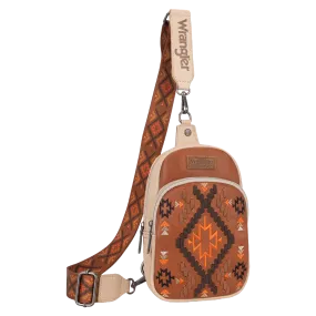 Wrangler Ladies Southwestern Embroidered Brown Sling Bag WG2214-210BR